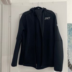 Mens Under Armour all season gear black fitted zip-up hoodie XL